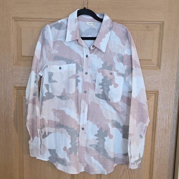 Mystree Tops - Mystree‎ Pink and Gray Patterned Shirt Sz Small